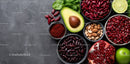 Fresh Assorted Fruits and Vegetables with Beans and Herbs