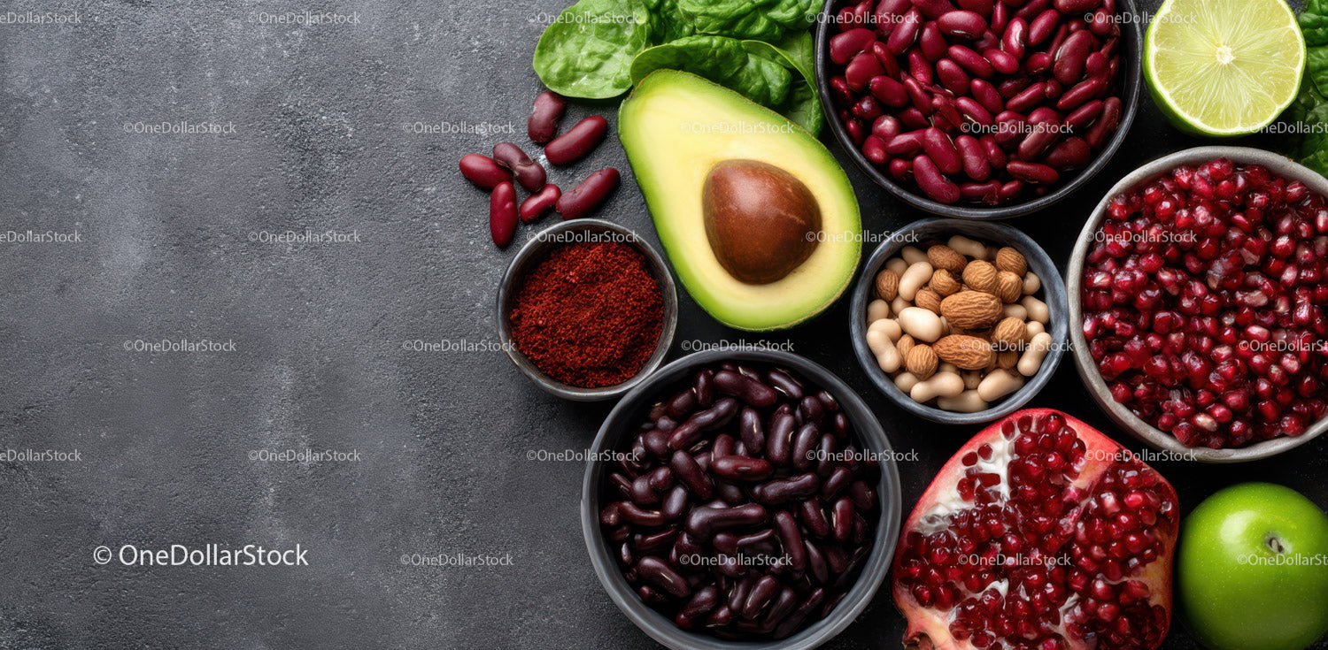 Fresh Assorted Fruits and Vegetables with Beans and Herbs