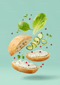 Fresh Sandwich Ingredients with Cream Cheese and Greens