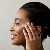 African-American woman applying face cream for skincare routine