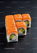 Fresh Salmon Sushi Rolls with Avocado and Cream Cheese