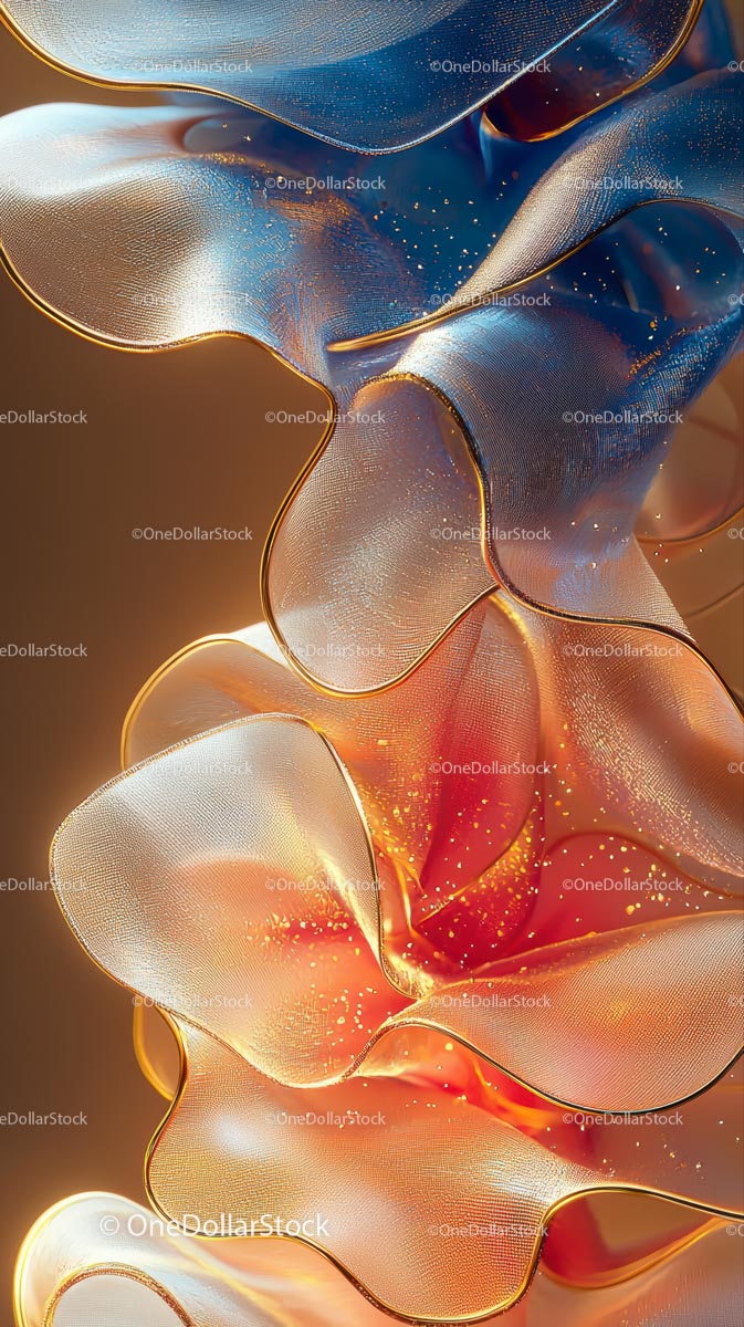 Abstract Colorful Glass Sculpture with Metallic and Shimmering Finishes