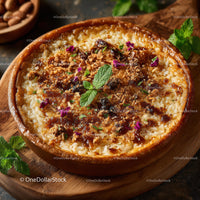 Seafood Shrimp Quiche with Fresh Herbs on Rustic Wooden Table