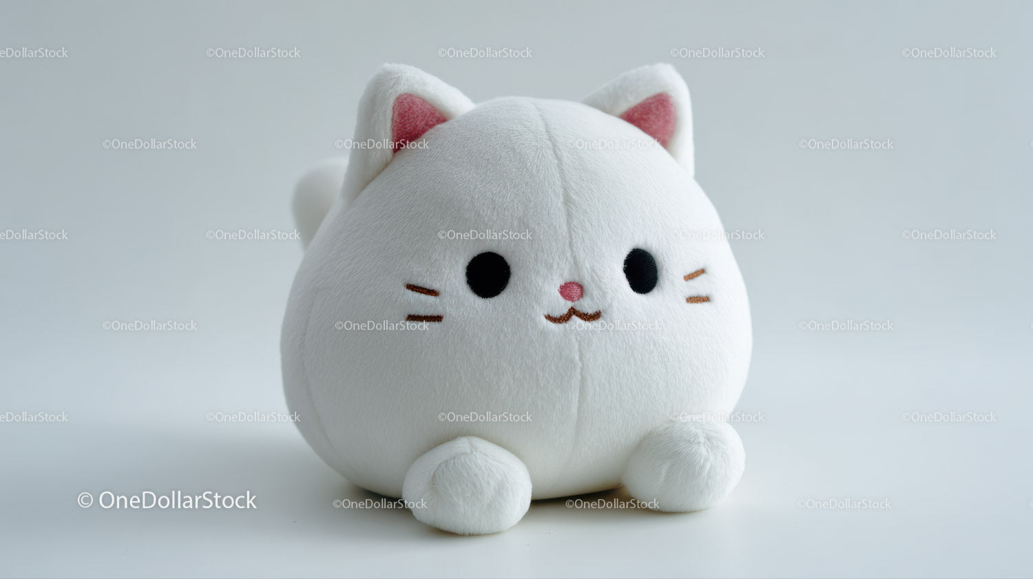 Cute Plush Cat Toy in Soft Brown and White with Black Details