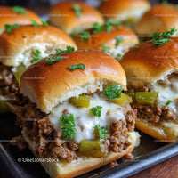 Close-up of Juicy Mini Cheeseburgers with Fresh Garnishes