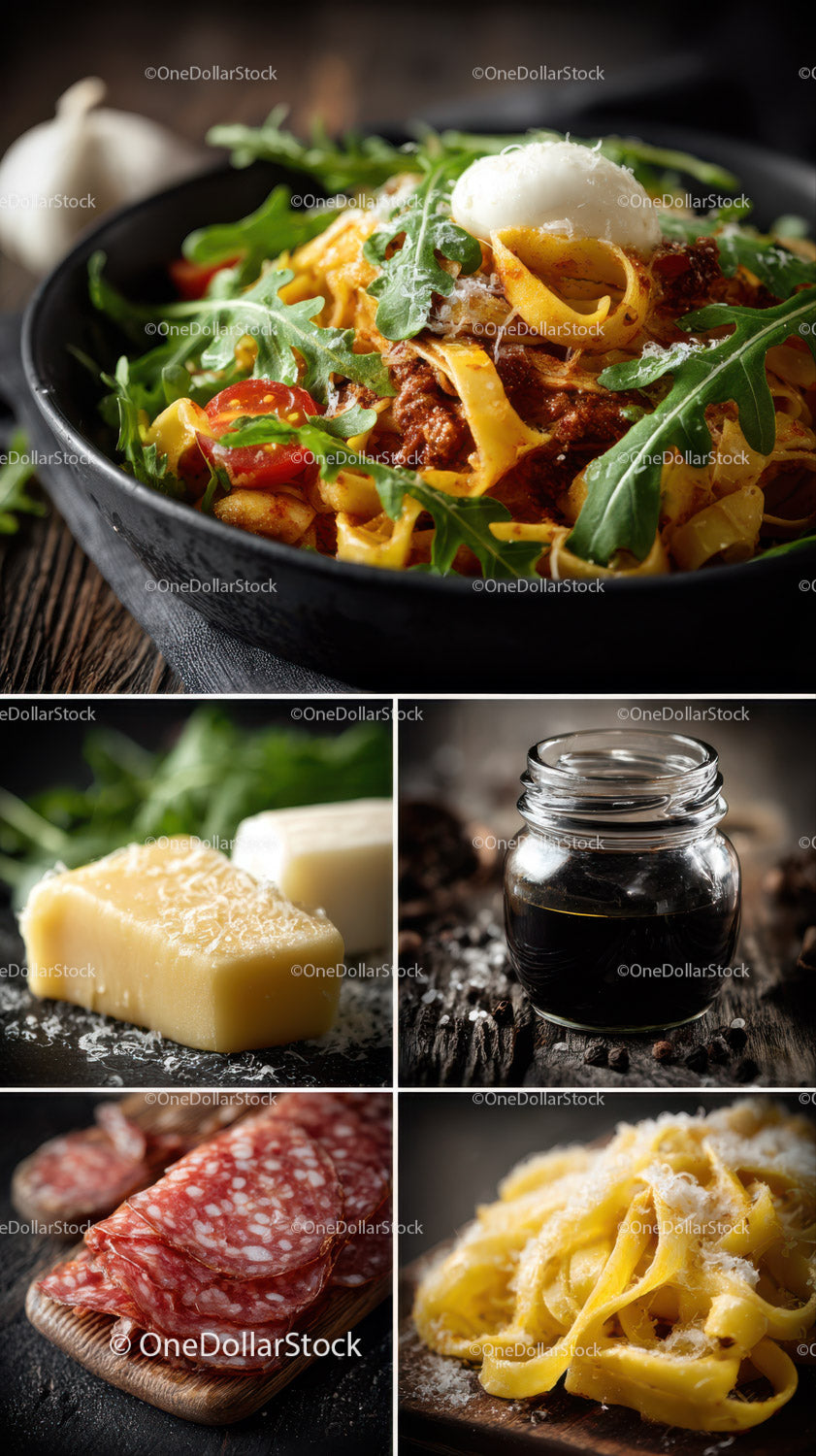 Pyszny makaron Carbonara ze świeżą rukolą i parmezanem