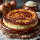 Cheese Casserole with Crispy Golden Top in Rustic Ceramic Dish