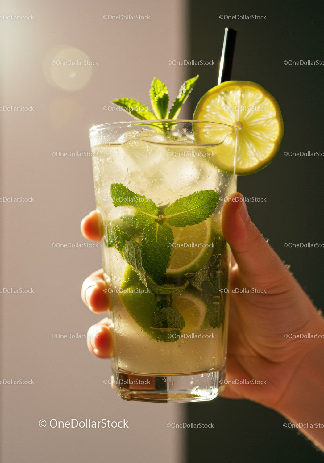 Orzeźwiający koktajl mojito z limonką i liśćmi mięty