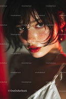 Dramatic Close-Up of a Beautiful Woman with Intense Expression