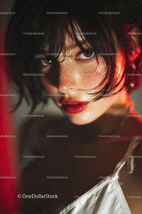 Dramatic Close-Up of a Beautiful Woman with Intense Expression