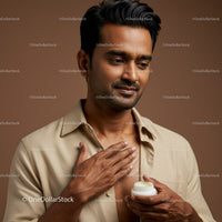 Male Applying Lotion for Skin Hydration and Grooming