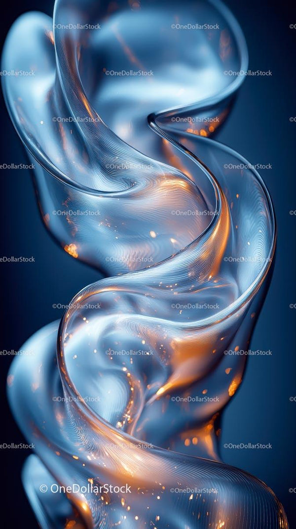 Futuristic Abstract Glass Sculpture with Fluid Curves Design