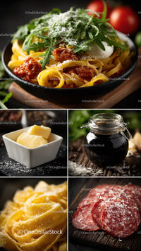 Fresh Pasta with Tomato Sauce and Arugula with Cheese and Sliced Salami