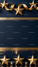 Golden Stars and Ribbon on Dark Elegant Background