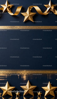 Golden Stars and Ribbon on Dark Elegant Background