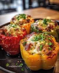 Colorful Stuffed Bell Peppers Baked with Cheese and Herbs