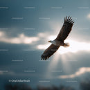 Majestic Bald Eagle in Flight Over a Dramatic Sky