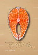 Fresh Salmon Steak Slice on Beige Background