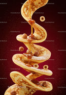 Spiral Pancakes Drizzled with Caramel and Hazelnuts