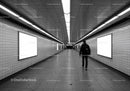 Minimalist Subway Tunnel with Tiled Walls and Modern Lighting
