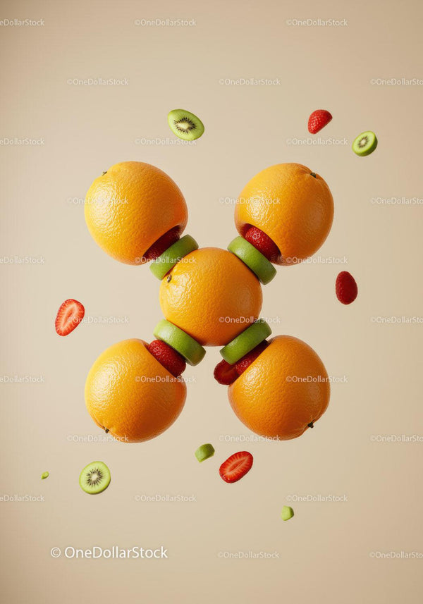 Creative Floating Orange and Mixed Fruit Composition