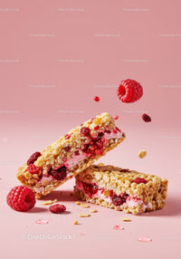 Berry Filled Cereal Bars with Fresh Raspberries