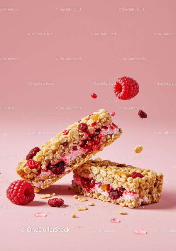 Berry Filled Cereal Bars with Fresh Raspberries