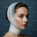 Close-up of a Woman with Facial Bandage for Medical Treatment