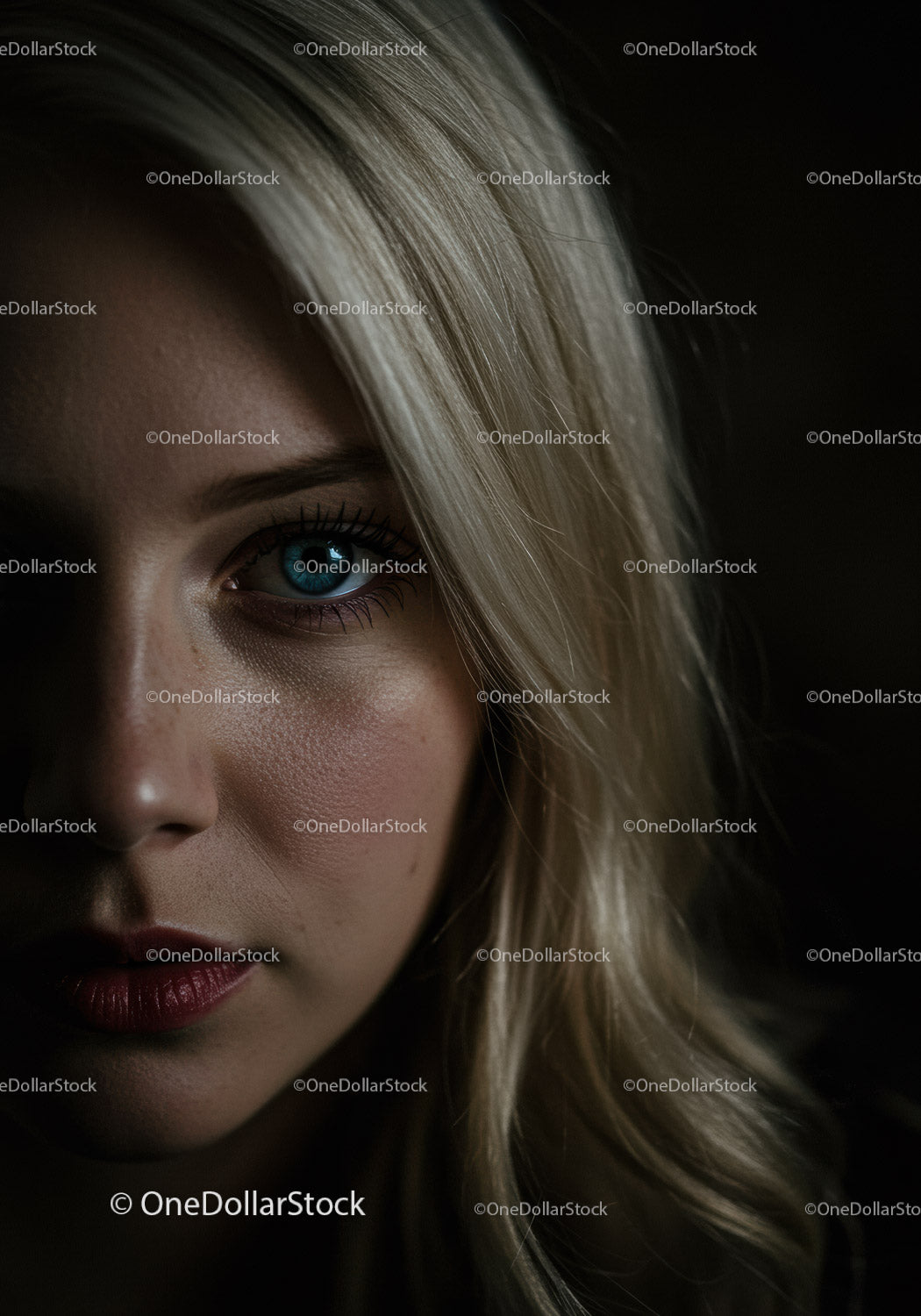 Close up portrait of woman with striking blue eye