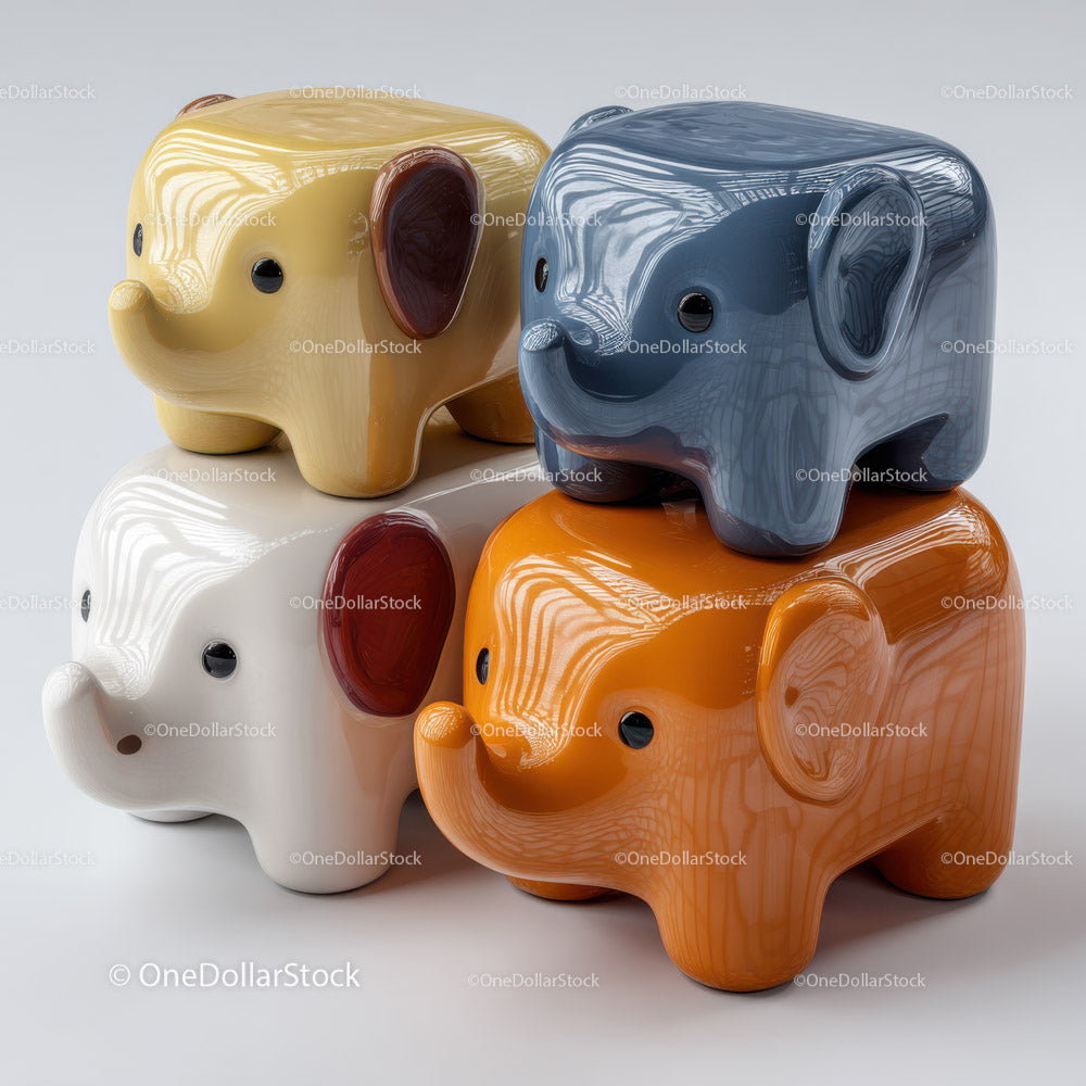 Colorful Ceramic Elephant Figurines for Modern Home Decor