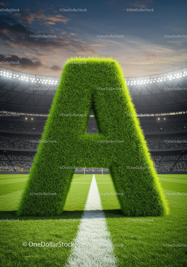 Zielona Litera A z Trawy na Boisku Piłkarskim w Stadionie