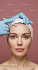 Young Woman Receiving Facial Injection for Skin Rejuvenation in Clinic