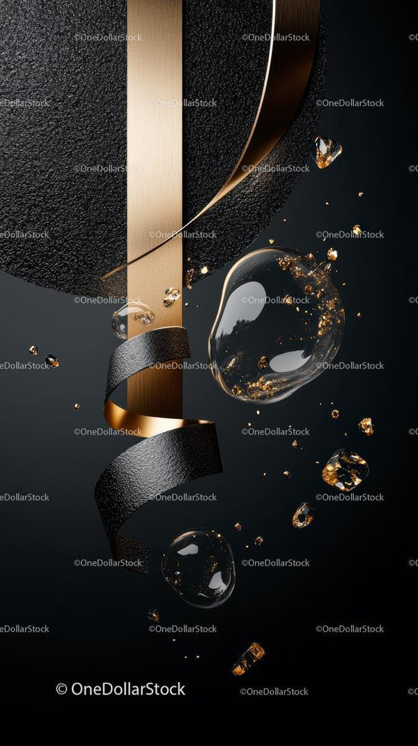 Elegant Black and Gold Abstract Metallic Design for Luxury Decor