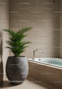 Elegant Modern Bathroom with Bathtub and Indoor Plant for Relaxation