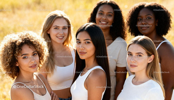 Diverse women enjoying sunny day in casual white tops