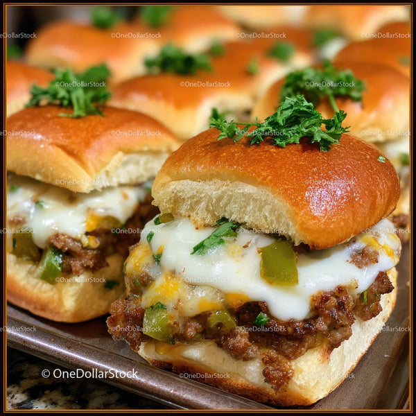 Juicy Cheeseburger Sliders with Melted Cheese and Fresh Parsley