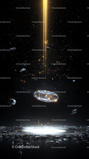 Futuristic Cosmic Explosion with Glowing Debris and Vibrant Stars