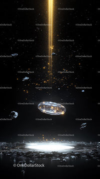 Futuristic Cosmic Explosion with Glowing Debris and Vibrant Stars