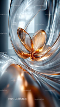 Elegant Metallic Abstract Artwork with Flowing Curves and Fine Details