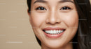 Close up of young woman smiling with flawless skin