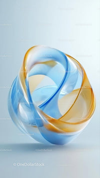 Colorful Modern Art Glass Sculpture with Flowing Curves