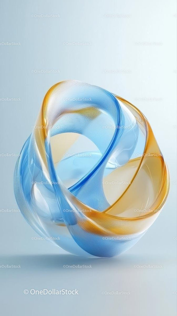 Colorful Modern Art Glass Sculpture with Flowing Curves