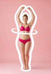 Cheerful Woman in Pink Lingerie Posing with Playful Elegance