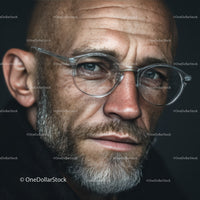 Serious Mature Man with Glasses in Modern Portrait