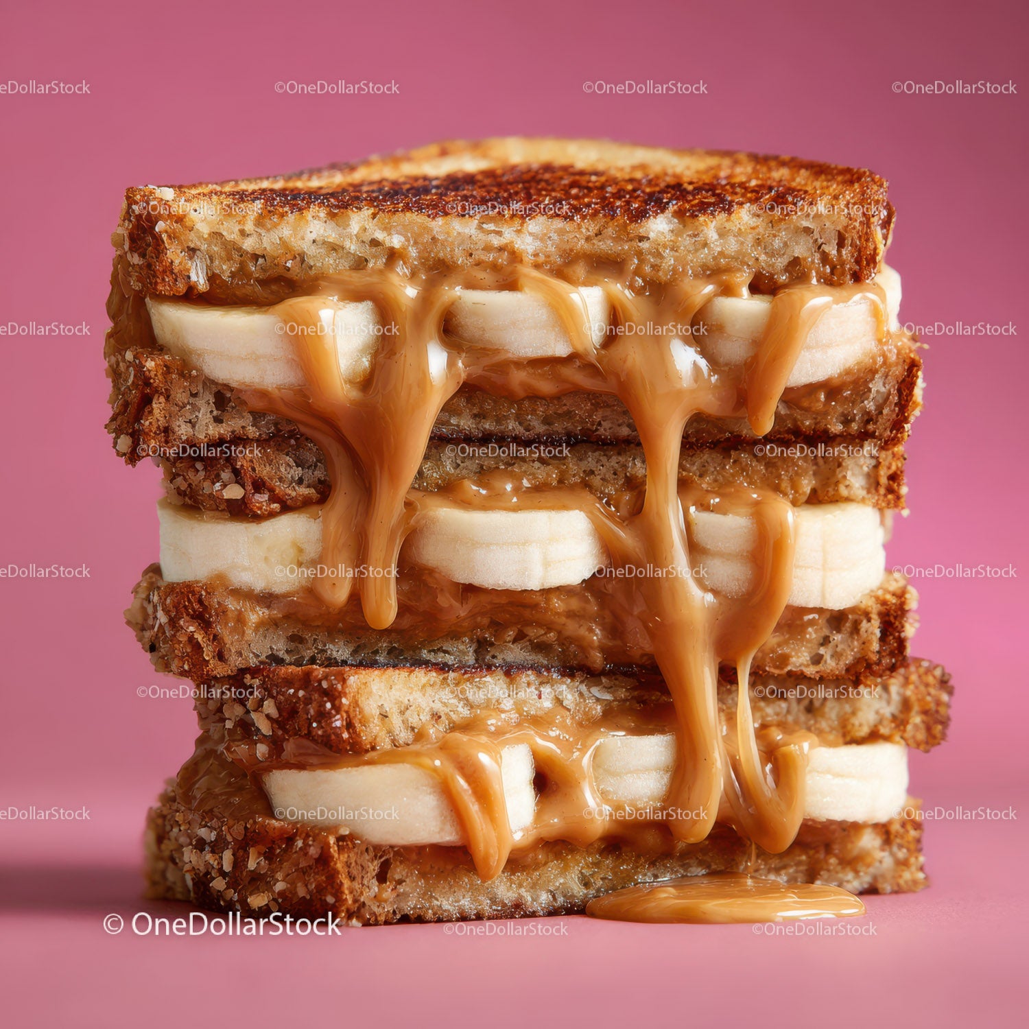 Banana Caramel Toast Sandwich for Delicious Breakfast or Snack