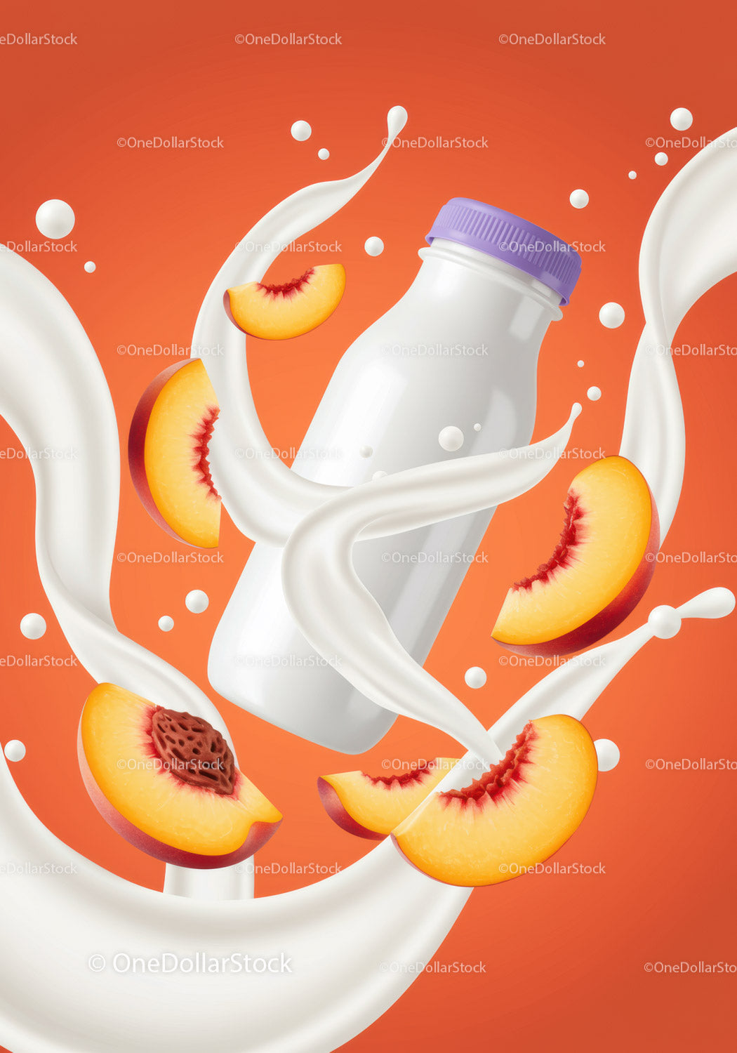Peach Flavored Yogurt Splash with Fresh Fruit Slices