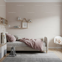 Cozy Children's Bedroom with Soft Pastel Decor and Plush Toys