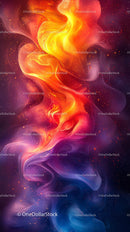 Vibrant Cosmic Explosion with swirling fiery nebula and colorful space dust