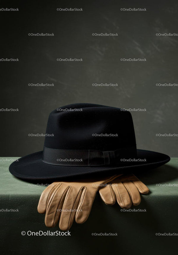 Black Fedora Hat and Brown Leather Gloves for Classic Style