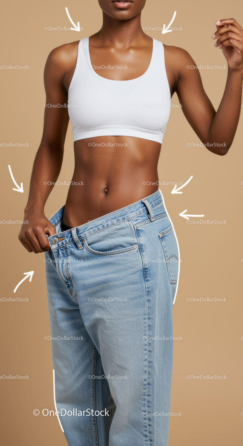 Stylish Woman Adjusting High-Waisted Jeans in Casual Summer Outfit